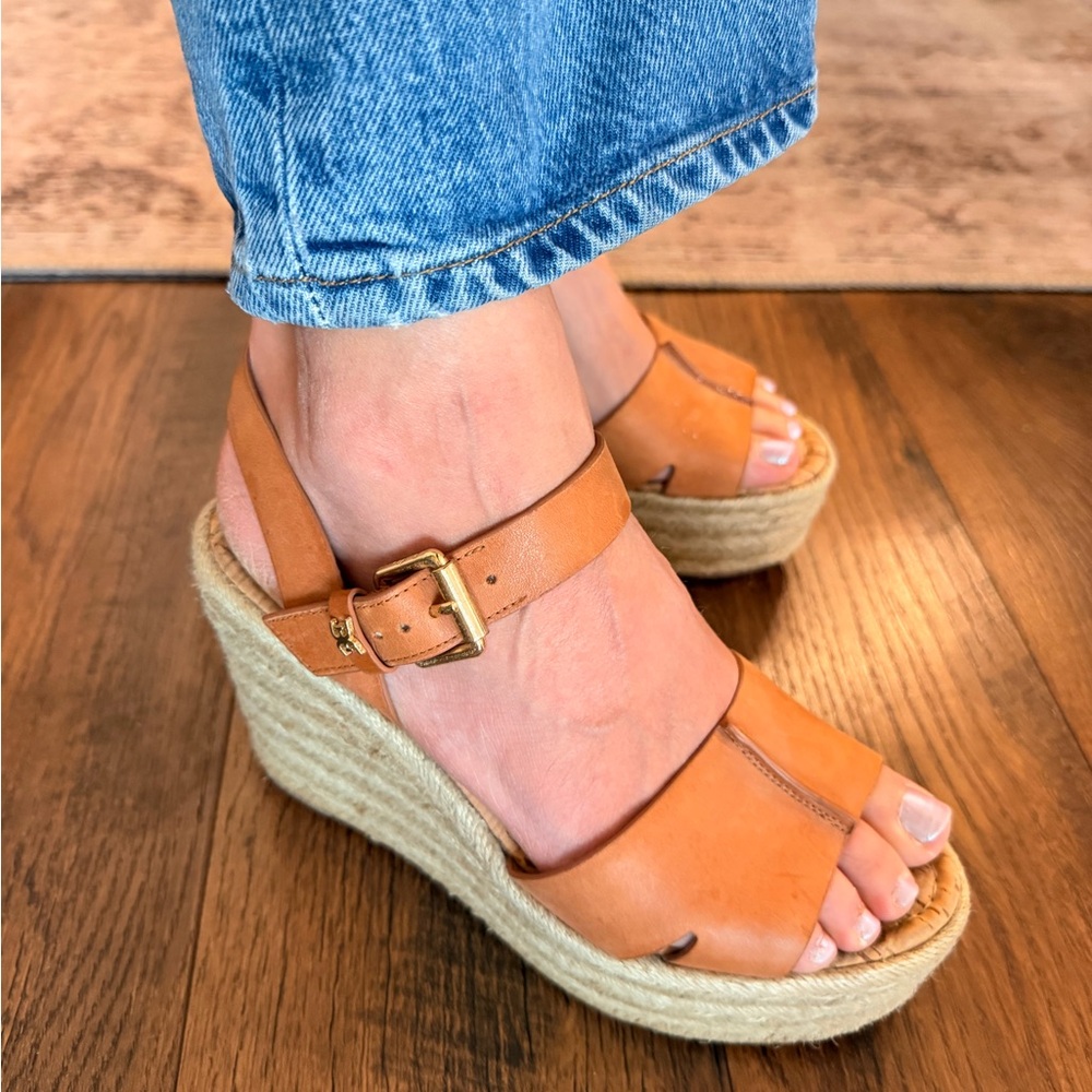 Sam Edelman Tan Leather Women's Wedges Sandals - Picture 14 of 14
